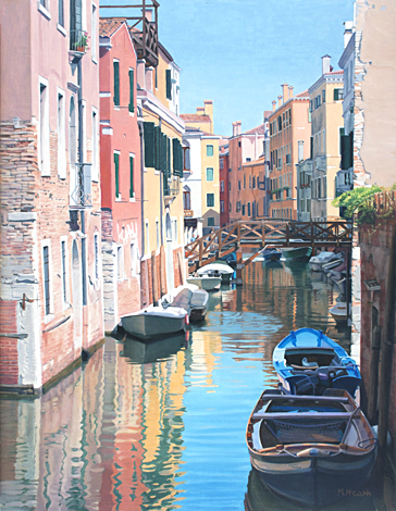 An oil painting of Rio di Santa Sofia, Venice by Margaret Heath.